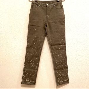 DG2 Diane Gilman Brown Skinny Jean Studs Size 8